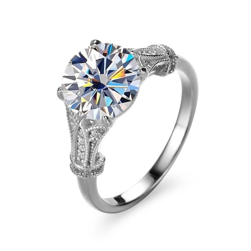 White Cubic Zirconia Platinum Over Sterling Silver 925 Ring Size 7
